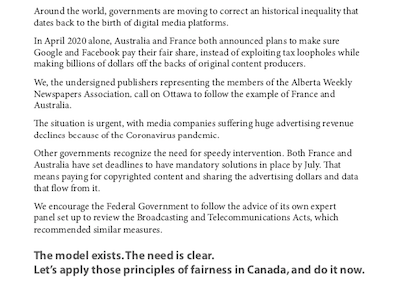 Message to Govt ads regarding digital revenues